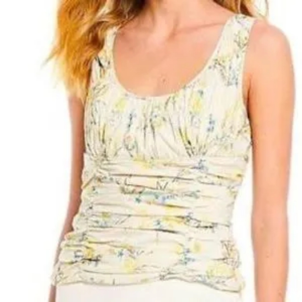 Antonio Melani Clementine Stretch Cotton Floral Print Square Neck Sleeveless Top
